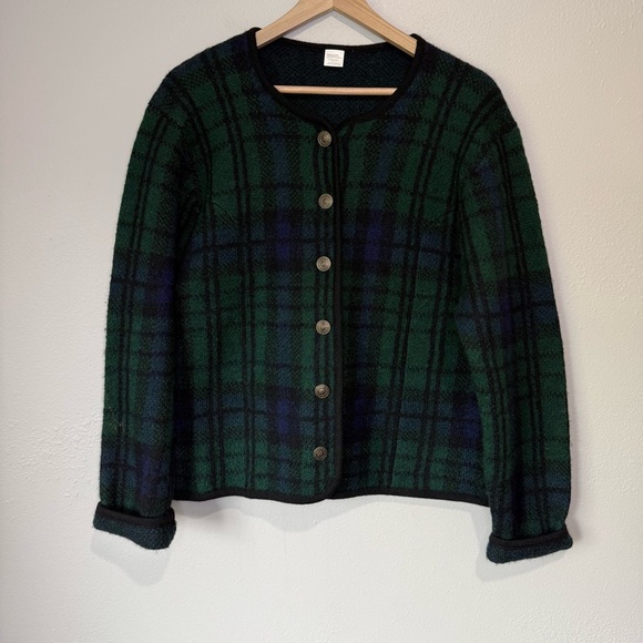 Plaid Green and Blue Women's Sweater - Picture 2 of 4